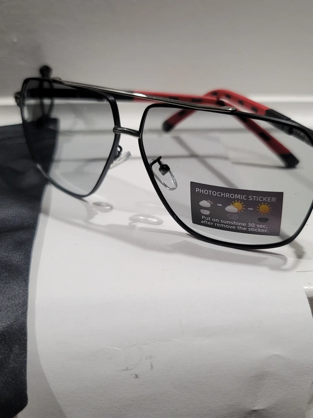 Black and Red Metal Frame Sunglasses